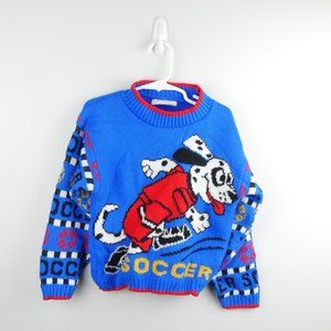 Vintage Hot Cashews Blue Red Dalmatian Playing Soccer Knit Crewneck Sweater 5